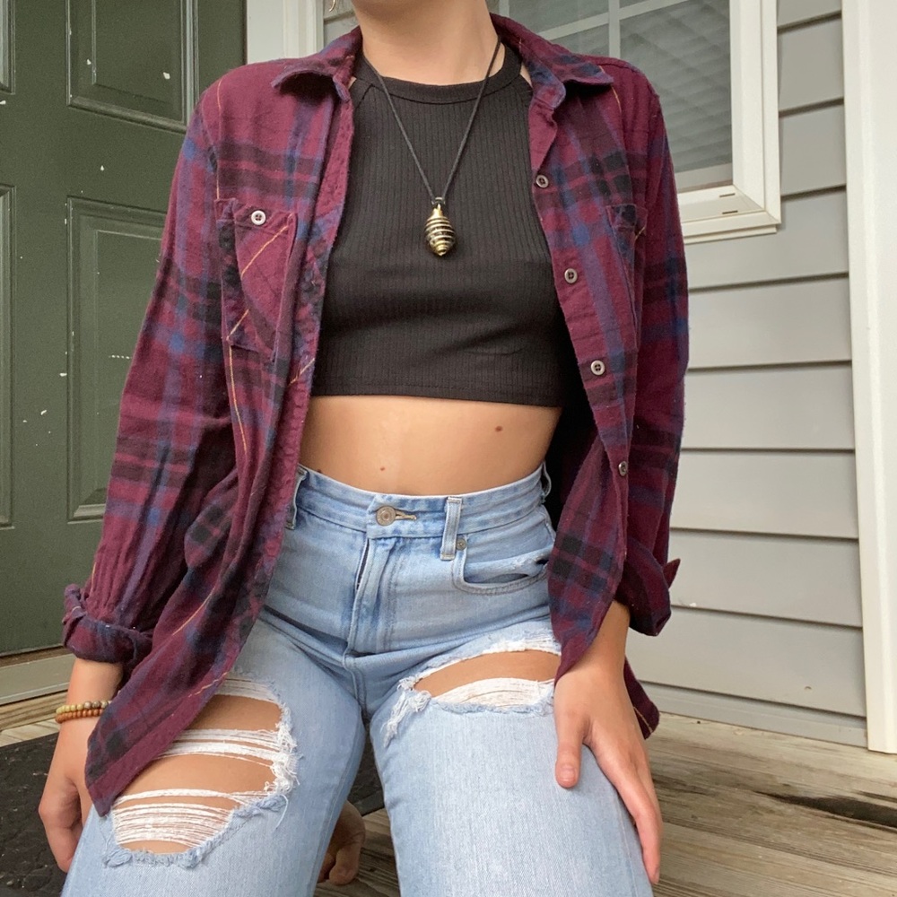 burgundy flannel